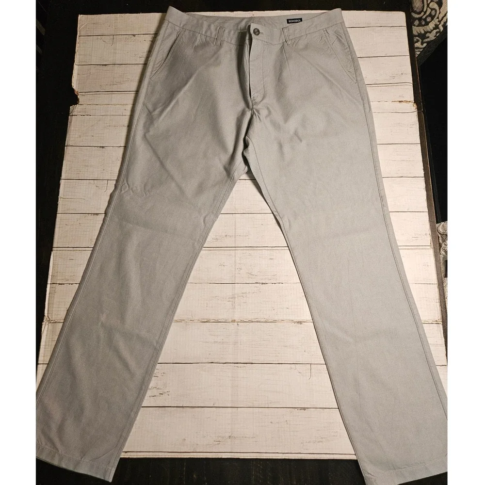 Bonobos‎ Mens Slim Straight Chino Pants Light Gray Cotton 40x34